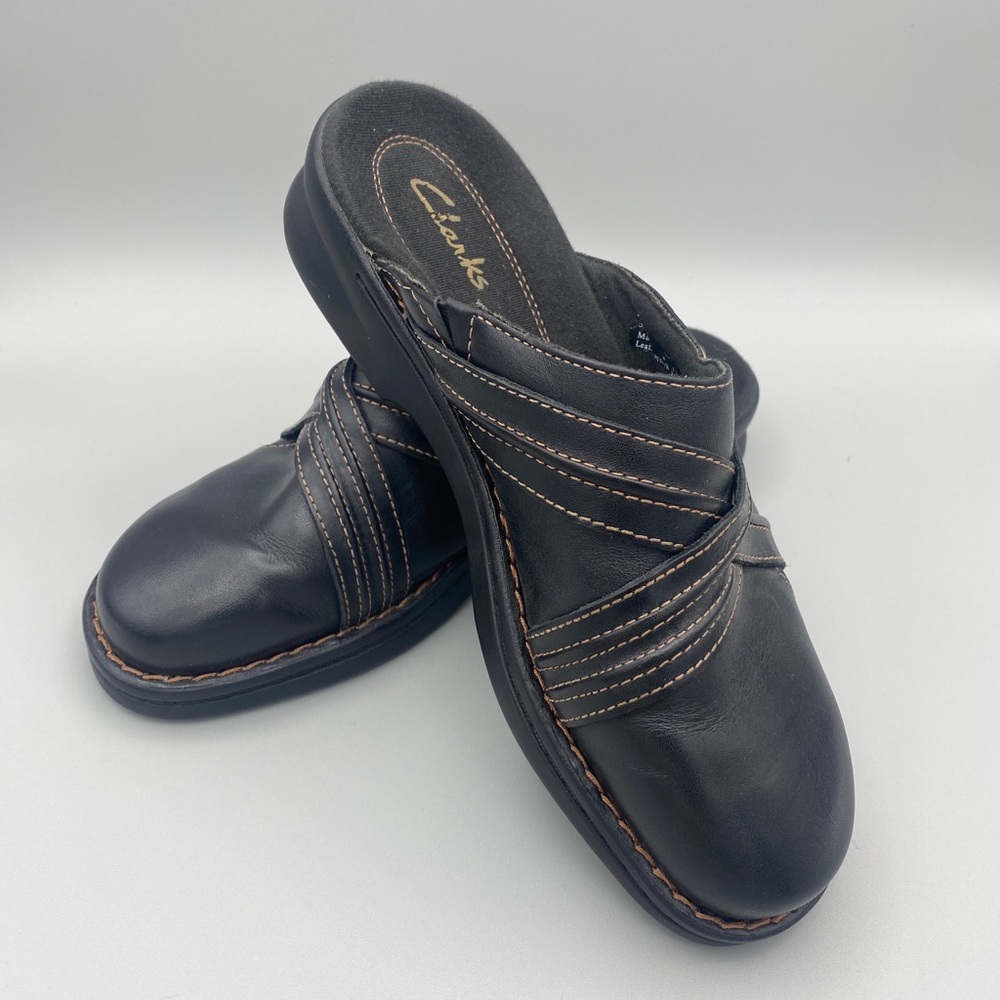 Clarks Round Toe Slip On Clogs US Womens 7M Black 35114 - Picture 6 of 10